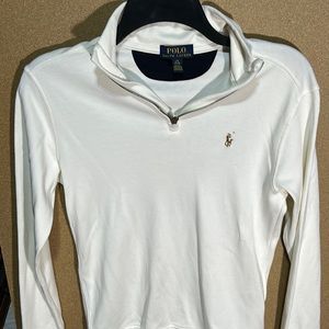 Polo Ralph Lauren white pull over long sleeve shirt with a zipper (size L 14/16)